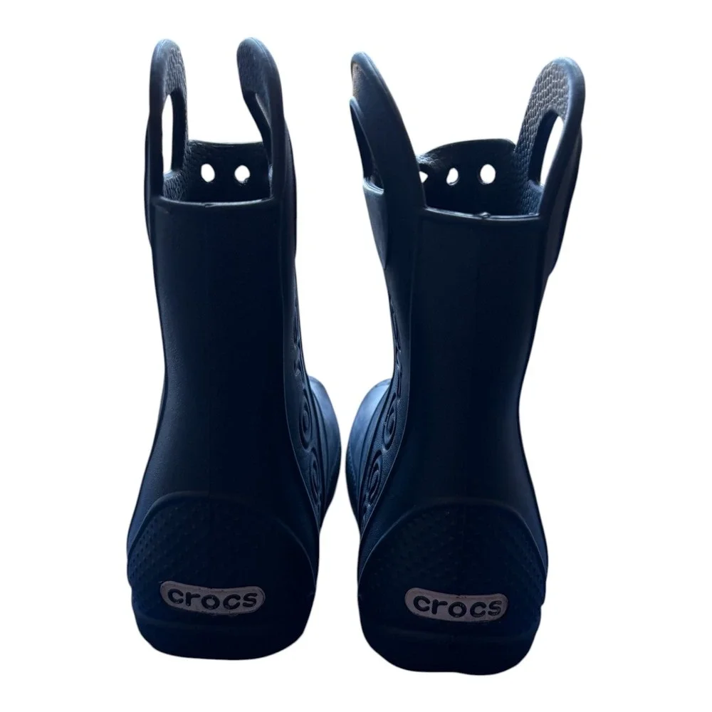 Crocs Kids Handle It Rain Boots Navy Blue Waterproof Pull On Size C10